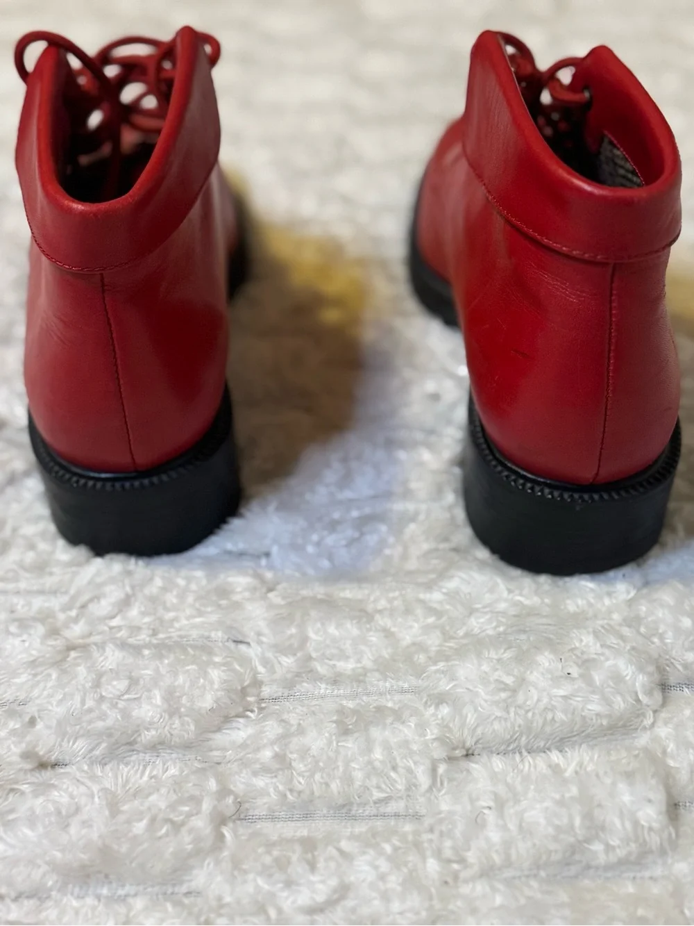 Vintage Danexx Red Lace-Up Booties Size 6.5 Retro Ankle Boots - Picture 7 of 13